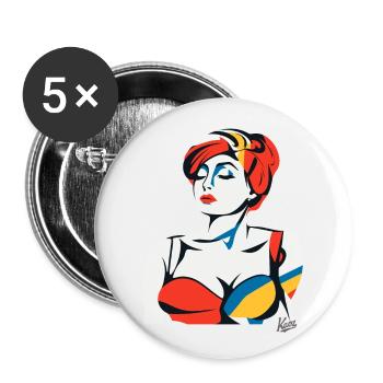 Art abstrait Portrait d’une femme - Lot de 5 grands badges (56 mm) - blanc - Devant