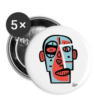 Art du cubisme abstrait : un portrait de visage - Lot de 5 grands badges (56 mm) - blanc - Devant