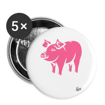 Pink Pig: pink pig is piggy stylish! - Buttons large 2.2''/56 mm (5-pack) - white - Front