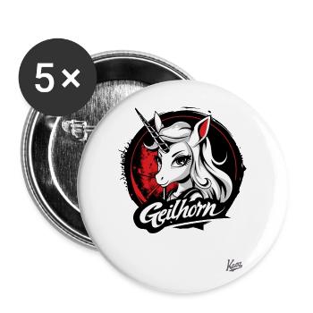 Hornhorn : Ce cheval licorne - Lot de 5 grands badges (56 mm) - blanc - Devant