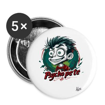 Psycho Pete : Plaisir fou - Lot de 5 grands badges (56 mm) - blanc - Devant