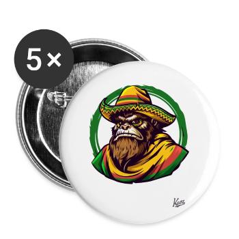 Sasquatch Bigfoot mexicain avec sombrero - Lot de 5 grands badges (56 mm) - blanc - Devant