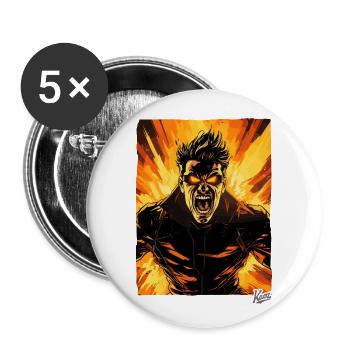 Super Anger Hero: The Heroic Outbreak - Buttons large 2.2''/56 mm (5-pack) - white - Front
