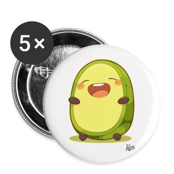 Funny Happy Laughing Avocado - Buttons large 2.2''/56 mm (5-pack) - white - Front
