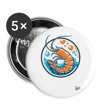 Ocean waves and bubbles: shrimp with style - Buttons large 2.2''/56 mm (5-pack) - white - Front