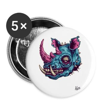 Dummes lustiges Zombie Nashorn - Buttons groß 56 mm (5er Pack) - Weiß - Vorne
