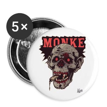 Singe zombie - Lot de 5 grands badges (56 mm) - blanc - Devant