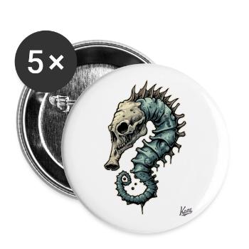 Funny, Freaky, Strange: Zombie Seahorse - Buttons large 2.2''/56 mm (5-pack) - white - Front