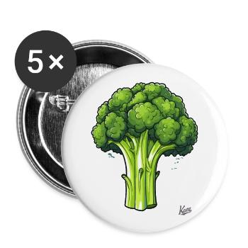 The big, bad broccoli - Buttons large 2.2''/56 mm (5-pack) - white - Front