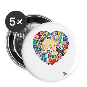 Ein Herz voller Liebe für Liebende und Herzen - Buttons groß 56 mm (5er Pack) - Weiß - Vorne