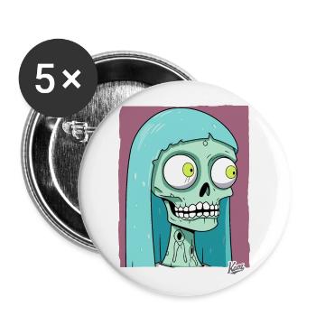 Mariage de la mariée zombie crâne - Lot de 5 grands badges (56 mm) - blanc - Devant