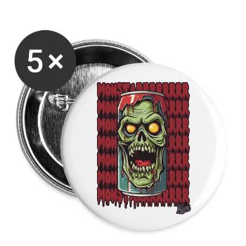Monster Zombie Getränke Dose - Buttons groß 56 mm (5er Pack) - Weiß - Vorne