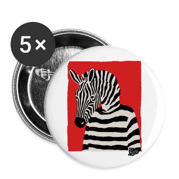 Cartoon Comic Art of a Zebra with Sweater - Buttons large 2.2''/56 mm (5-pack) - white - Front