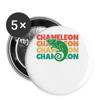 Chameleon Retro Text Veiled Panther - Buttons large 2.2''/56 mm (5-pack) - white - Front