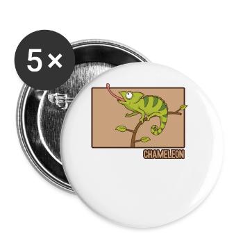 Chameleon Doodle Panthère Hanzi Chinoise Voilée - Lot de 5 grands badges (56 mm) - blanc - Devant