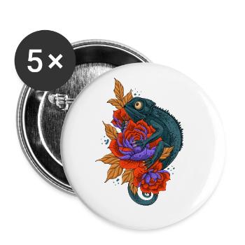 Panther Schleier Chamaeleonidae Liebhaber Chamäleon - Buttons groß 56 mm (5er Pack) - Weiß - Vorne