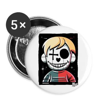 Crazy Cartoon: Horrible Puppet - Buttons large 2.2''/56 mm (5-pack) - white - Front