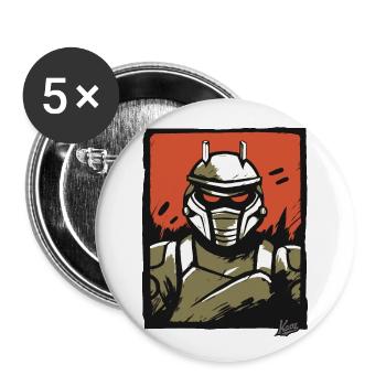 Mecha Robot mécanique de science-fiction - Lot de 5 grands badges (56 mm) - blanc - Devant