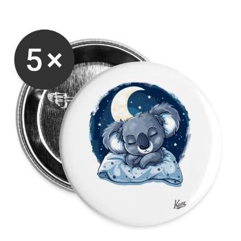 Sleeping koala with moon and stars - Buttons large 2.2''/56 mm (5-pack) - white - Front