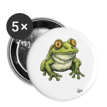 Mignonne grosse grenouille potelée - Lot de 5 grands badges (56 mm) - blanc - Devant