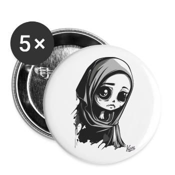 Künstlerisches Trauriges Mädchen - Buttons groß 56 mm (5er Pack) - Weiß - Vorne