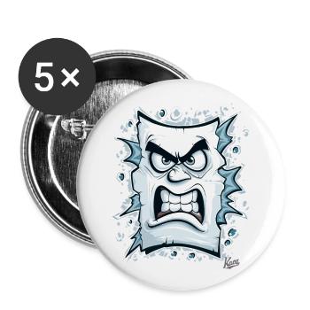 Angry face made of paper - Buttons large 2.2''/56 mm (5-pack) - white - Front