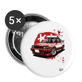 80s & 90s: Japanese sports car JDM tuning - Buttons large 2.2''/56 mm (5-pack) - white - Front
