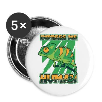 Impress Me Panthère humaine voilée Chamaeleonidae - Lot de 5 grands badges (56 mm) - blanc - Devant