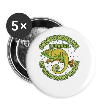 Farben langweilen mich Panther verschleierte Chamaeleonidae - Buttons groß 56 mm (5er Pack) - Weiß - Vorne
