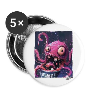 Un seau plein de couleurs acidulées : Kraken Slurp - Lot de 5 grands badges (56 mm) - blanc - Devant