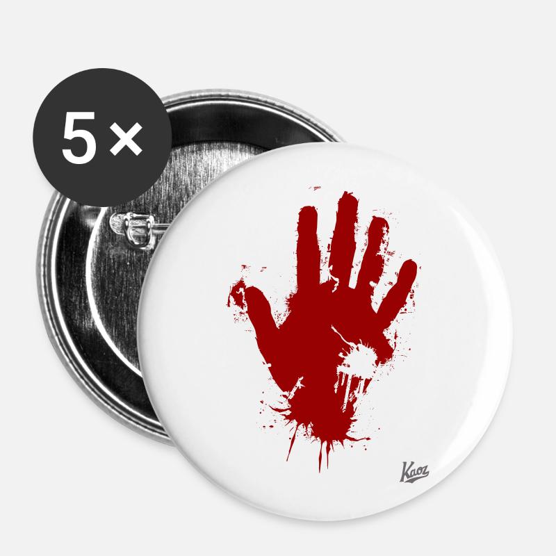 Red Color Dripping Hand - Buttons large 2.2''/56 mm (5-pack) - white