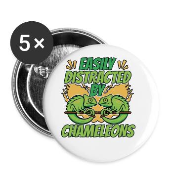 Facilement distrait par les caméléons Panthère voilée - Lot de 5 grands badges (56 mm) - blanc - Devant