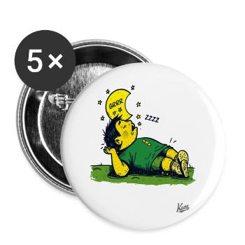 Joueur de football fatigué avec des étoiles et une lune - Lot de 5 grands badges (56 mm) - blanc - Devant