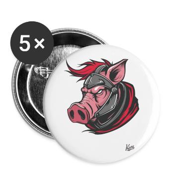 Kämpfender Spartaner-Krieger-Schwein - Buttons groß 56 mm (5er Pack) - Weiß - Vorne