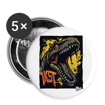 Große Zähne: Antiker Raub Dinosaurier - Buttons groß 56 mm (5er Pack) - Weiß - Vorne