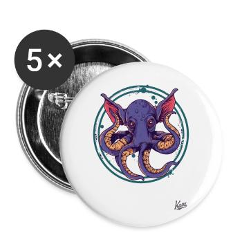 Funny, Weird Big Ears: Octopus Elephant - Buttons large 2.2''/56 mm (5-pack) - white - Front