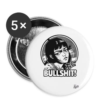 Japanese Cartoon Girl Says Bullshit - Buttons large 2.2''/56 mm (5-pack) - white - Front
