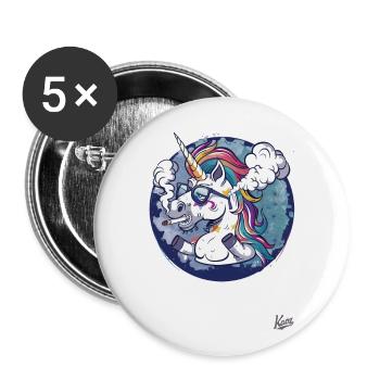 Fumer, drôle, pas cool, anti-héros, perdant, licorne - Lot de 5 grands badges (56 mm) - blanc - Devant