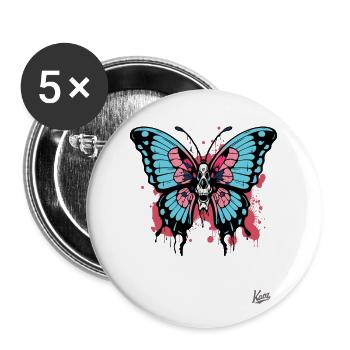 Clown Butterfly - Buttons large 2.2''/56 mm (5-pack) - white - Front