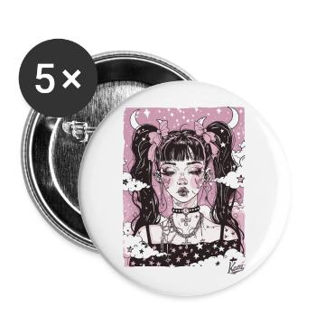 Super coole Schönheit: Grunge Emo Mädchen - Buttons groß 56 mm (5er Pack) - Weiß - Vorne
