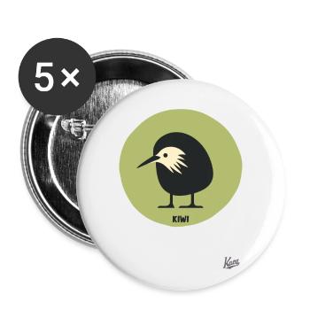 Abstrait bande dessinée kiwi oiseau - Lot de 5 grands badges (56 mm) - blanc - Devant