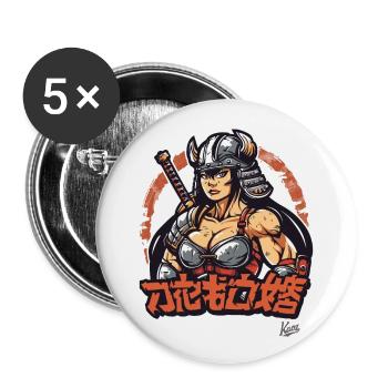 Une reine guerrière viking barbare japonaise - Lot de 5 grands badges (56 mm) - blanc - Devant