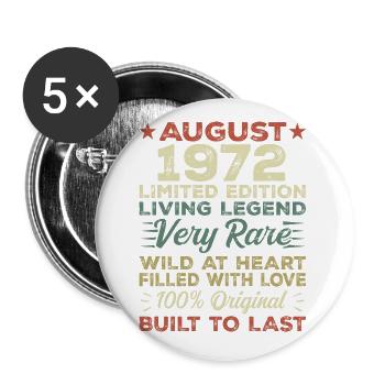 August 1972 - Gift idea for August 1972 - 1972 - Buttons large 2.2''/56 mm (5-pack) - white - Front