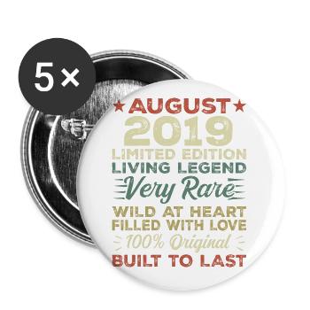 August 2019 - Gift idea for August 2019 - 2019 - Buttons large 2.2''/56 mm (5-pack) - white - Front