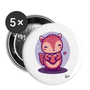 cute squirrel with heart and love - Buttons large 2.2''/56 mm (5-pack) - white - Front