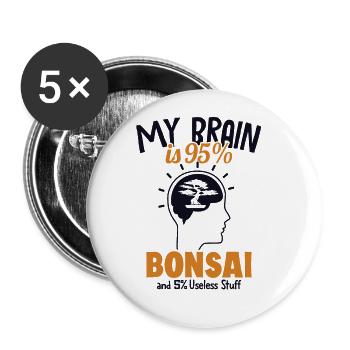 My Brain is 95% Bonsai Penjing Indoor Bonsai - Buttons large 2.2''/56 mm (5-pack) - white - Front
