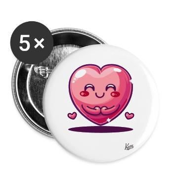 Kawaii Hearts: Happy and Cute - Buttons large 2.2''/56 mm (5-pack) - white - Front