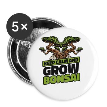 Keep Calm And Grow Bonsai Bonsai Pots Penjing - Buttons large 2.2''/56 mm (5-pack) - white - Front