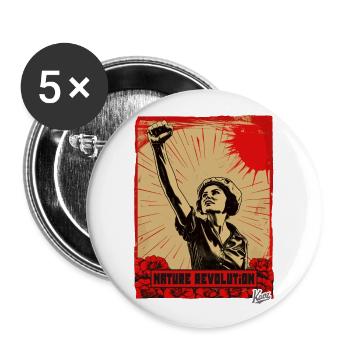 Révolution de la nature et femme aux fleurs - Lot de 5 grands badges (56 mm) - blanc - Devant