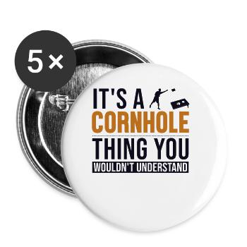 C’est un Cornhole Thing Plateau de jeu Pouf - Lot de 5 grands badges (56 mm) - blanc - Devant